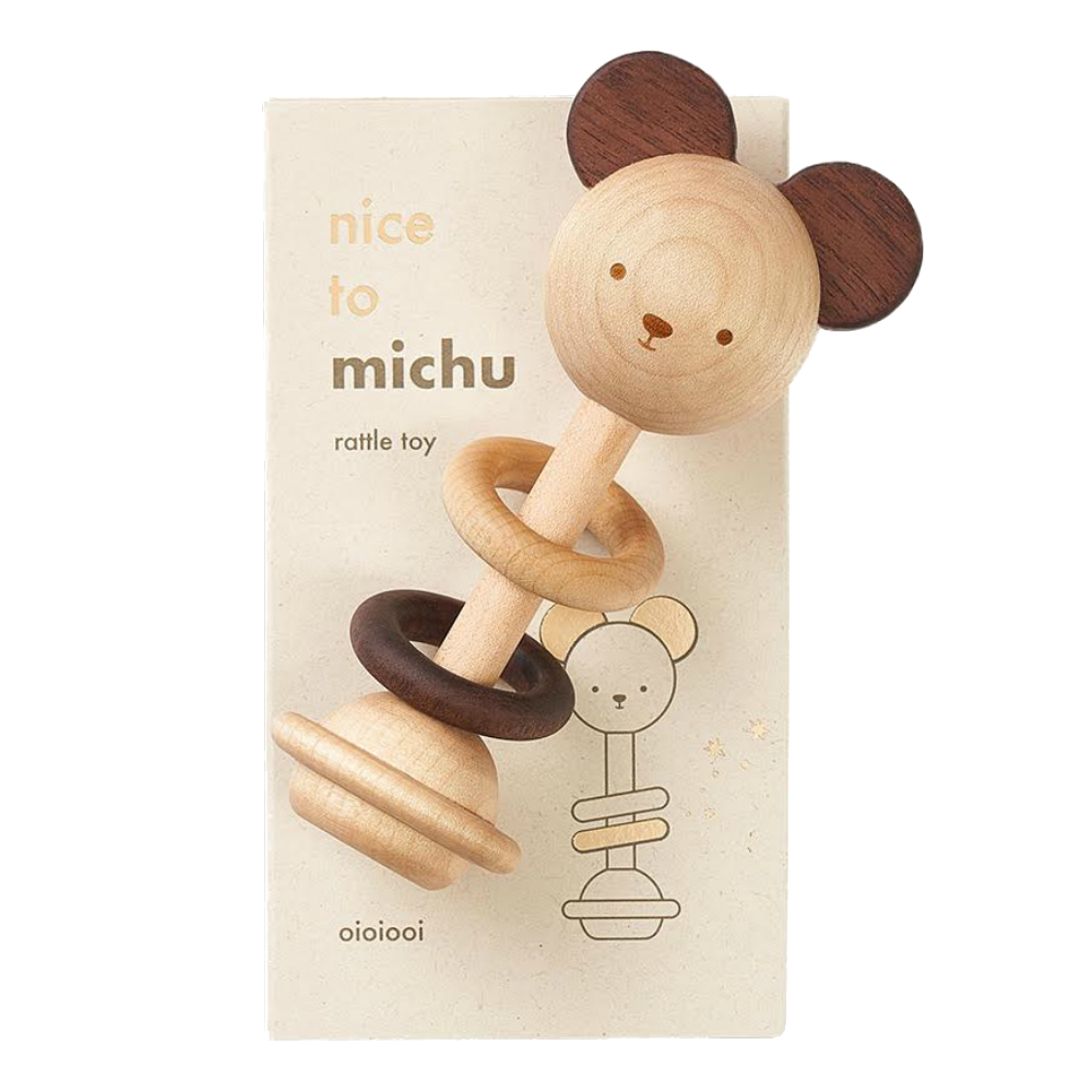 Oioiooi Nice to Michu Wooden Rattle