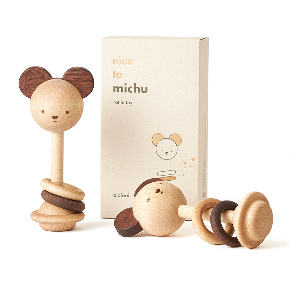 Oioiooi Nice to Michu Wooden Rattle