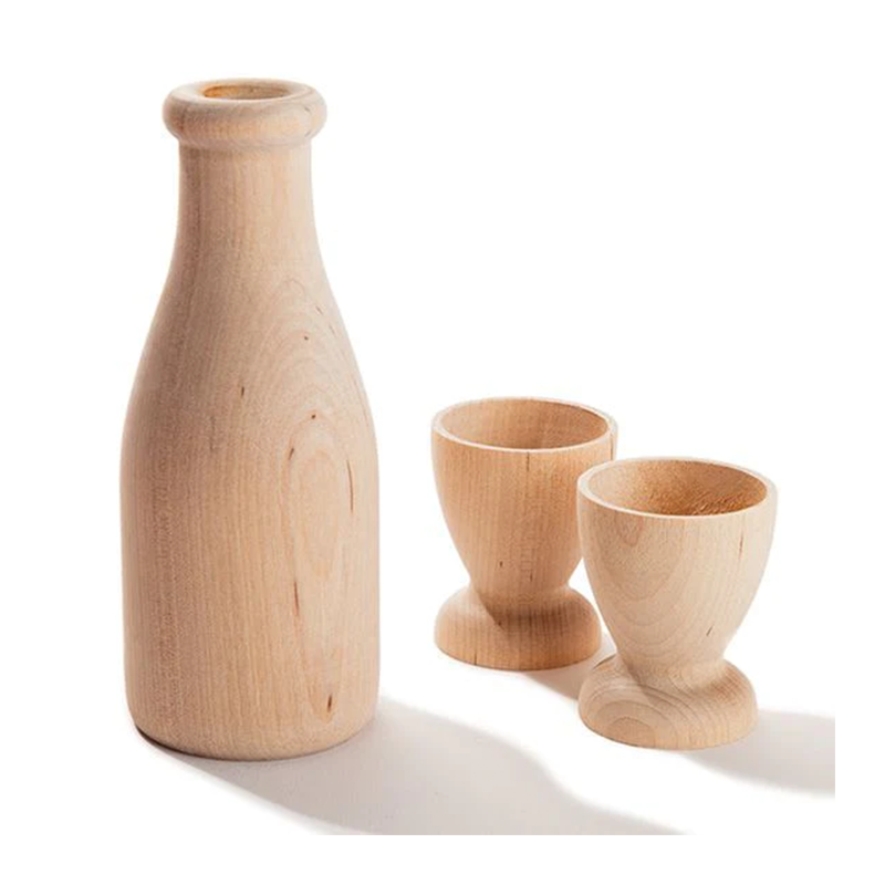 Wooden Milk and Cup Set