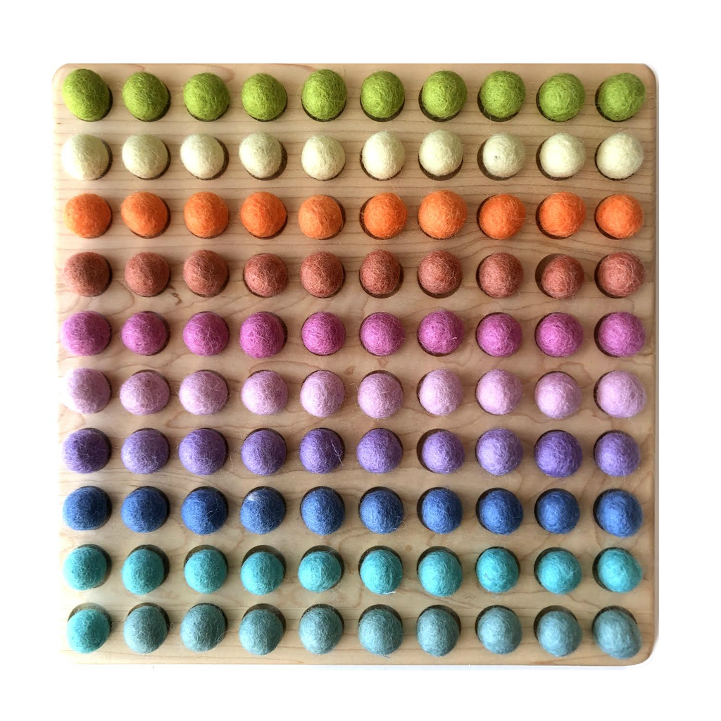 Wooden Counting Board with 100 Pastel Felt Balls