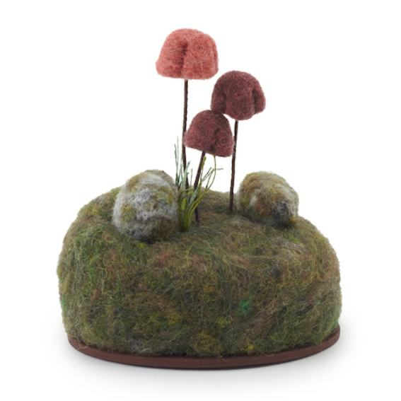 Pink Mushroom Felt Sculpture 