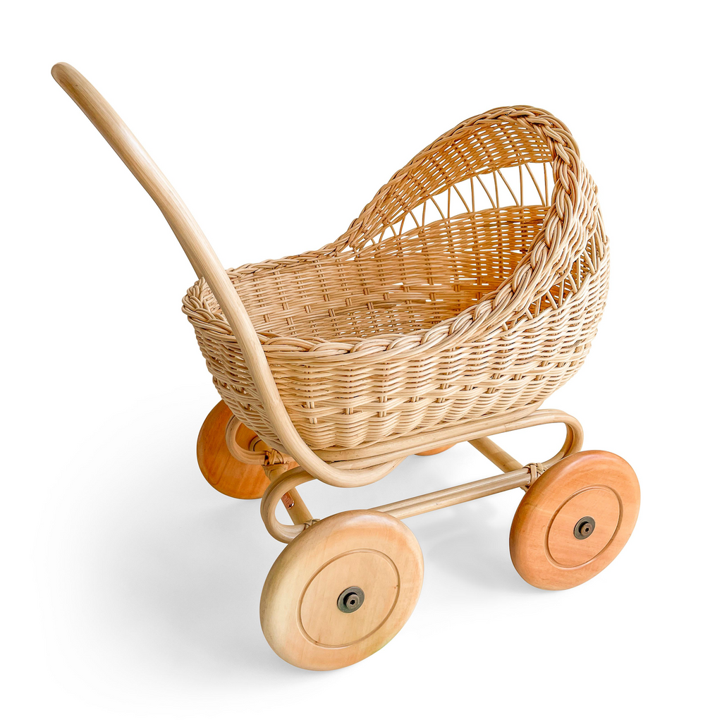 Poppie Toys Rattan Doll Pram