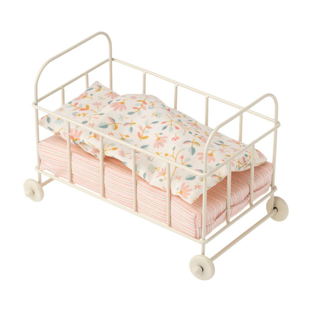 Maileg Micro Rolling Cot with Floral Mattress