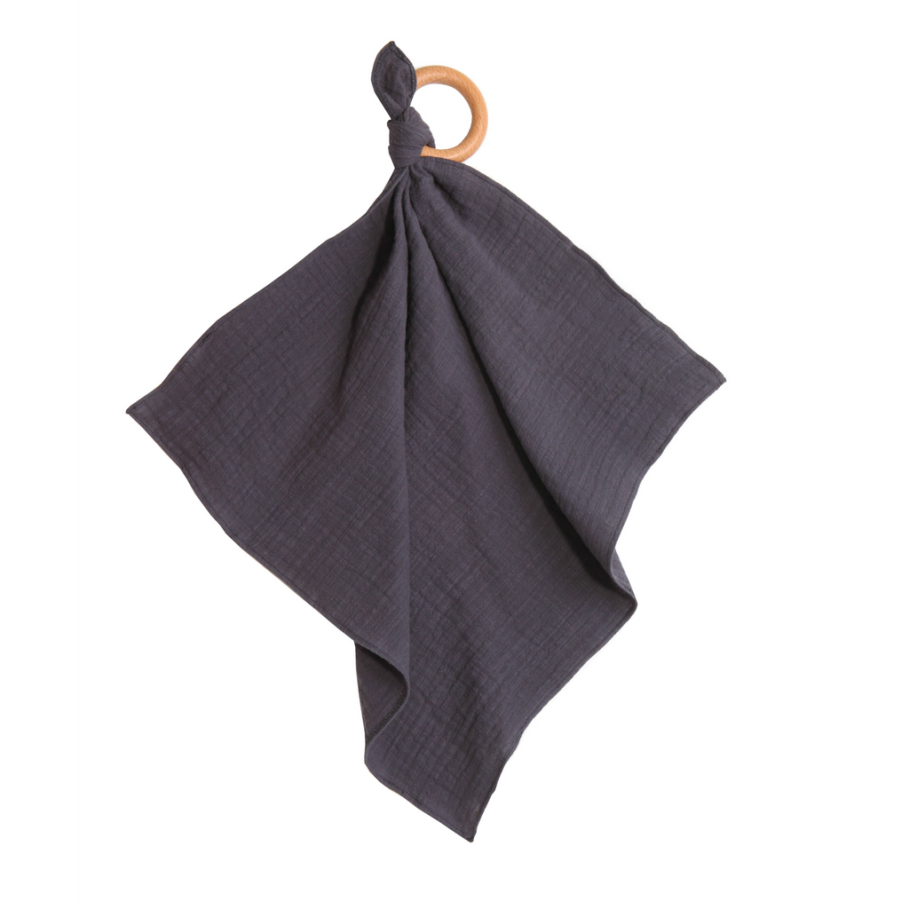 SOM New York Indigo Blanket with Wooden Teether