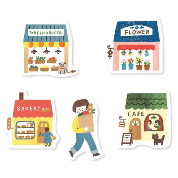Main Street Shopping Stickers | Acorn Toy Shop