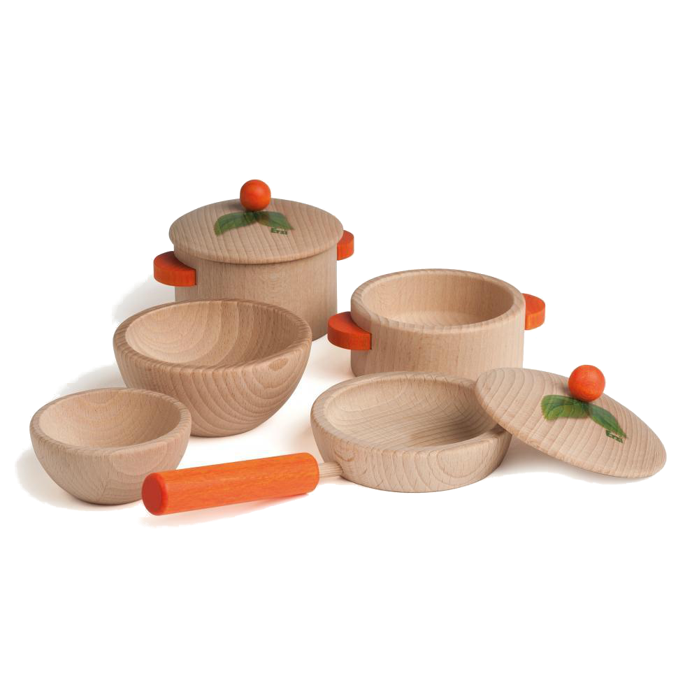 Erzi Natural Wooden Pot and Pan Set