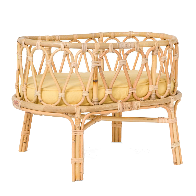 Rattan top doll crib